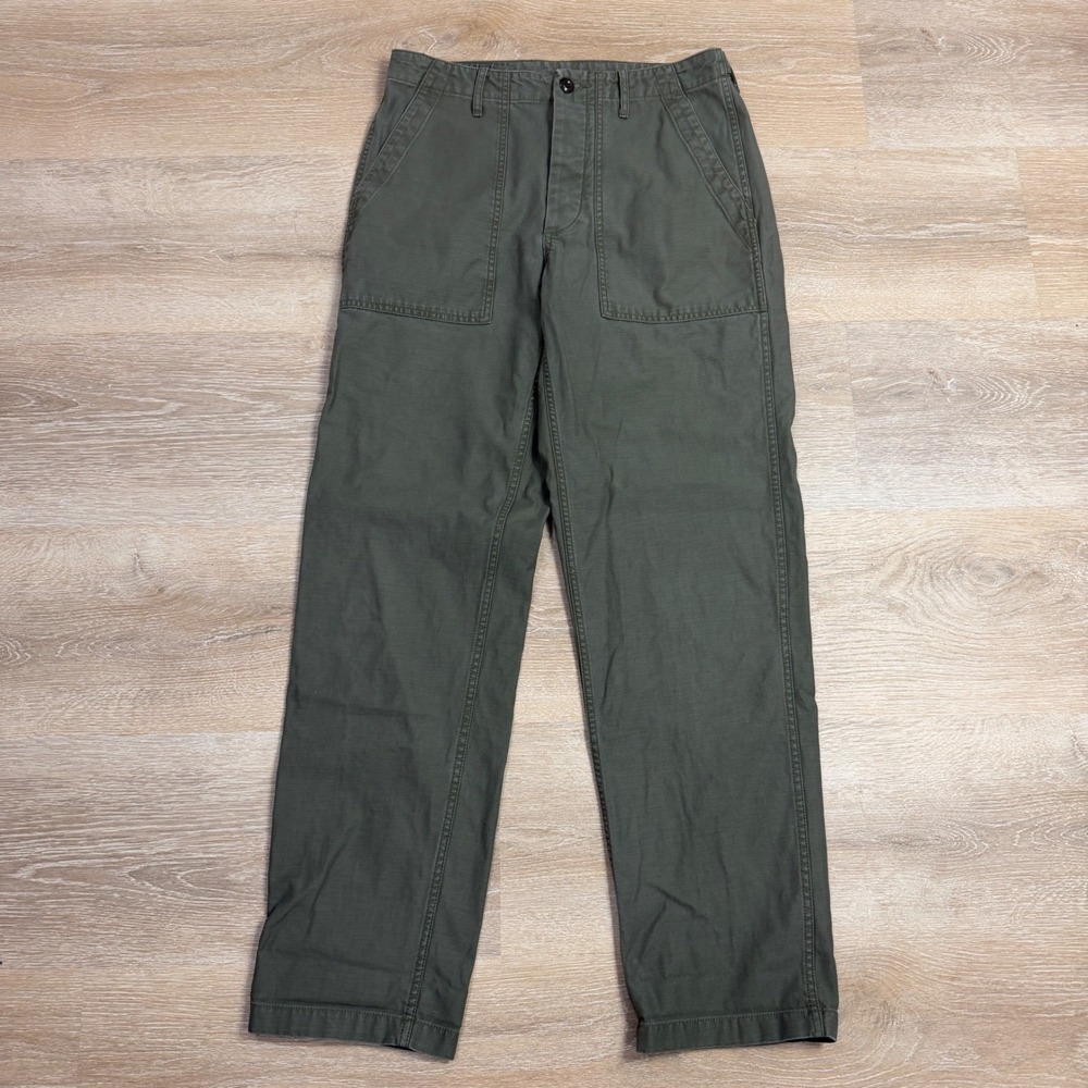 Wallace & Barnes Mens Fatigue Pants Olive Green Cotton Straight Leg 32x34 (31)